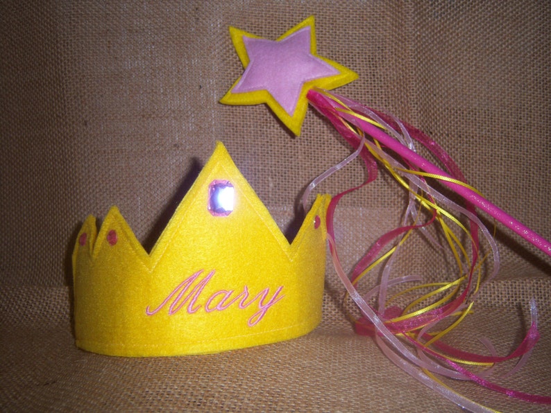 Felt Crown and Wand Personalized Embroidery Imagination Etsy