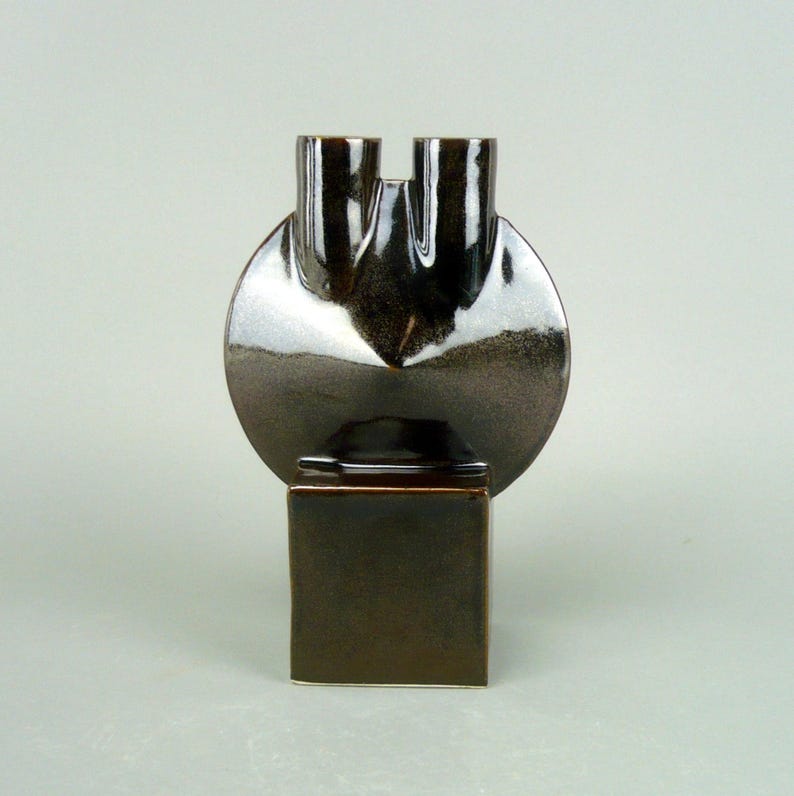 Minimalist Vessel Double Vase Ceramic Sculpture Metallic Etsy
