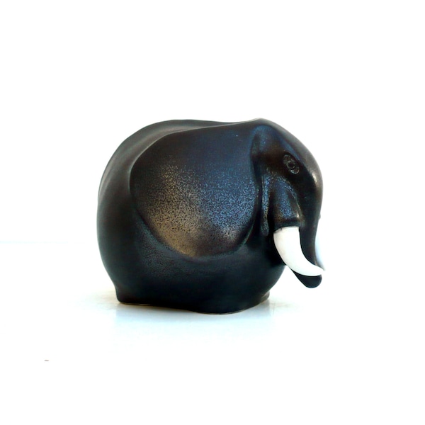 Black  Elephant, Animal Sculpture, Charcoal Grey Elephant