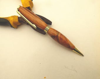 Personalized Hand-Turned Pen in Domestic Hardwoods  / 24k Gold Furnishings