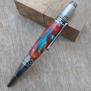 Beautiful Classic Gothic Style Hand-turned Acrylic Pen w/ Antique Bronze and Silver Fittings and Parker Style Refill
