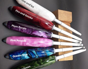 Premium Crochet Hooks - Set Of 9 Hooks - Features High Quality Handle w/ Choice of patterns- Storage Box- Oversize Handles Available