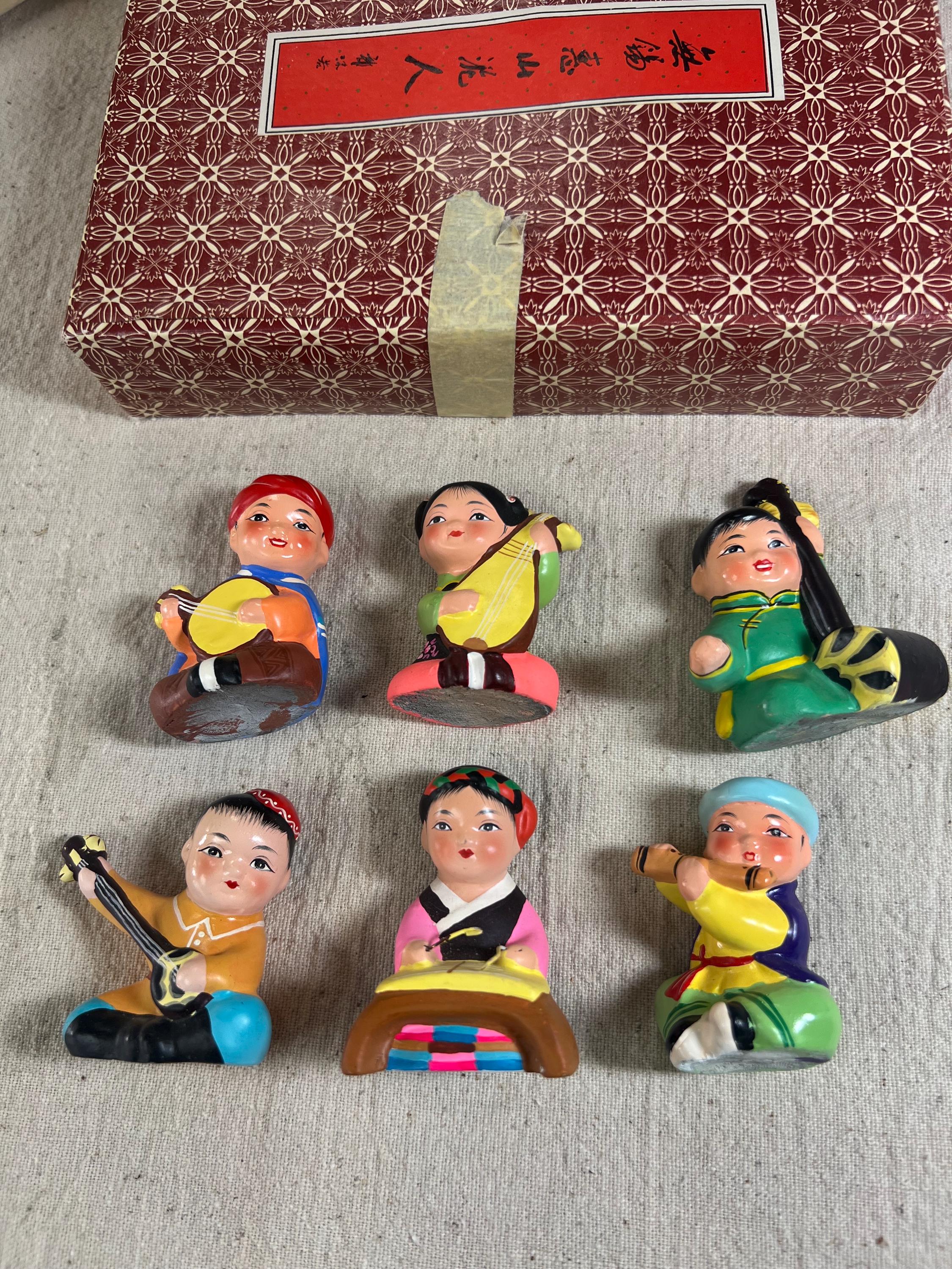 Vintage Japanese Handpainted Musical Band Set Musicians Six