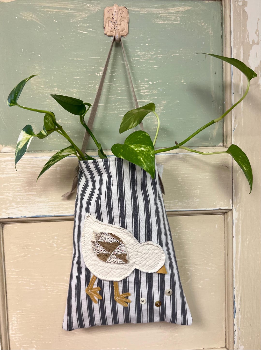 Primitive Pouch Primitive Chick Pocket Pouch, Antique Ticking Grain Sack Peg Bag - Etsy