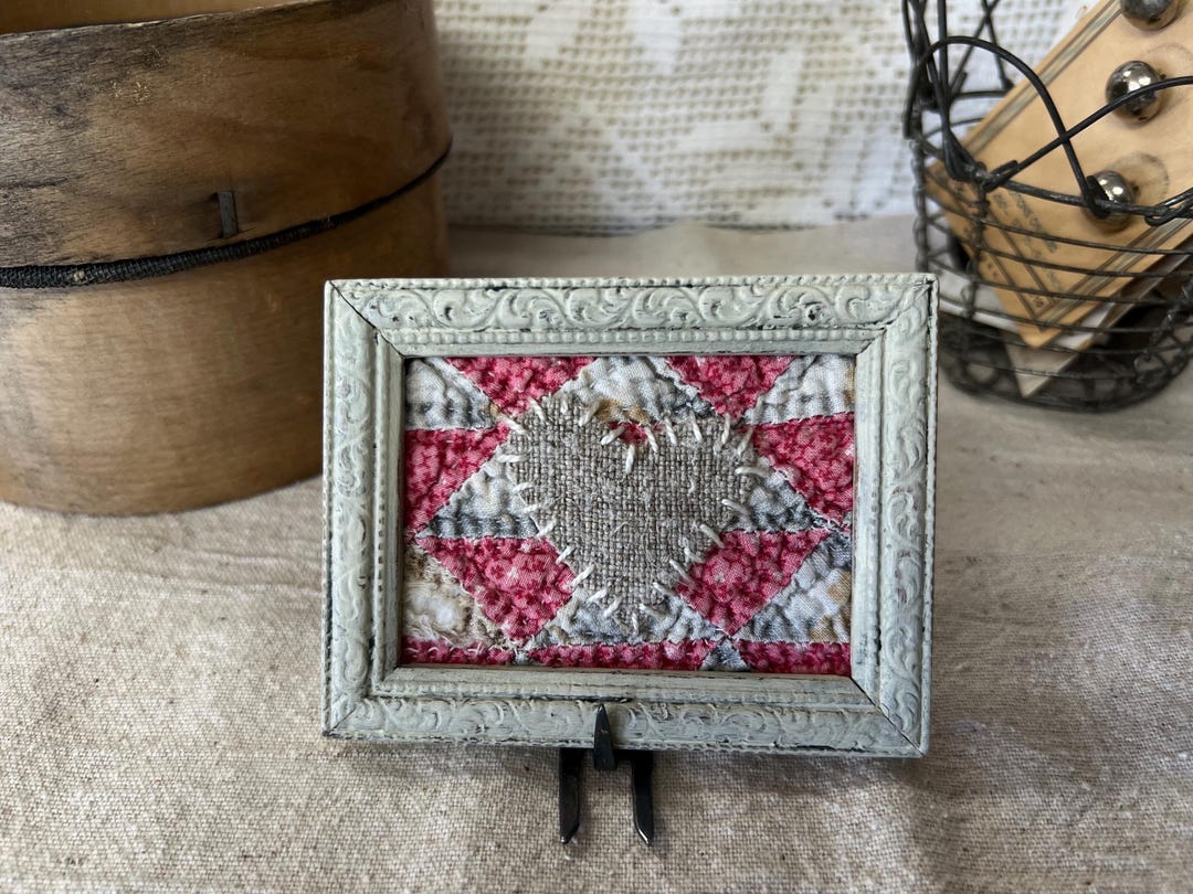 Handmade Quilt Heart Framed Art, Chippy Farmhouse Valentine Decor - Etsy