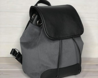 Black Backpack-Vegan Backpack-Faux Leather Bag-Women's Backpack-Gift For Her-Casual Backpack-Black Woman Bag-Black Rucksack-Faux Leather