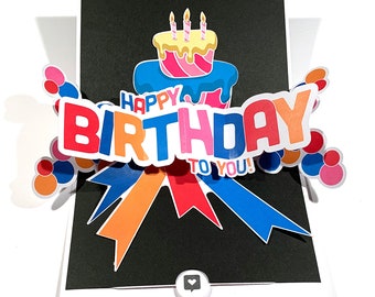 Tarjeta de felicitación emergente "Feliz cumpleaños"