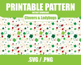 Clover Ladybug Digital Paper SVG-PNG