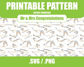 Mr and Mrs Congratulations Digital Paper SVG