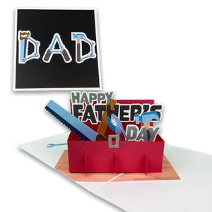 Cartão pop-up para o Dia dos Pais - Tema de ferramentas para o pai - Cartão feito à mão para ele - Cartão faça você mesmo para o faz-tudo - Cartão de felicitações exclusivo