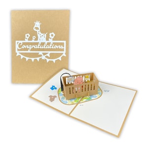 Nouvelle carte de naissance pour lit de bébé escamotable - Design 3D fantaisiste - Cadeau de baby shower
