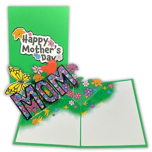 Cartão pop-up para o dia das mães - Cartão floral para a mãe com margaridas e lírios - Cartão de felicitações exclusivo com flores em 3D para a mãe