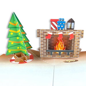 Christmas Tree Fireplace Greeting Card Pop Up