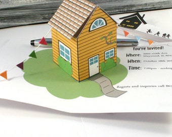 House Party Pop Up Greeting Card - House Warming Invite