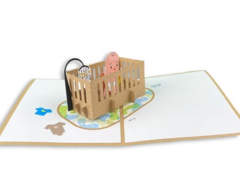 New Baby Congratulations Card Pop Up Crib