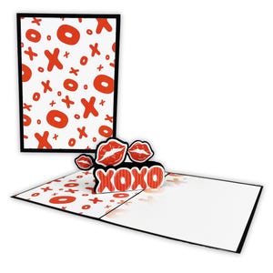 Tarjeta emergente de abrazos y besos - XOXO y labios 3D - Tarjeta de amor juguetona - Aniversario, San Valentín, simplemente porque sí