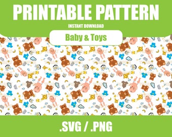 Baby and Toys Digital Paper SVG-PNG