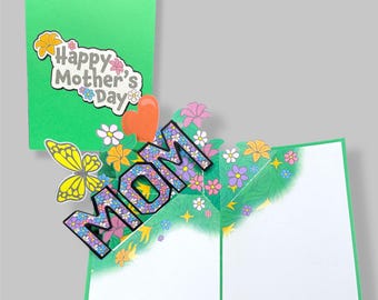 Floral Pop Up Mother's Day Card – Handmade 3D MOM Card
