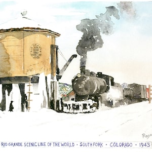 Rio Grande Scenic Line Of The World Steam Train, South Fork, Colorado, 1943.