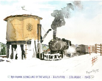 Rio Grande Scenic Line Of The World Steam Train, South Fork, Colorado, 1943.