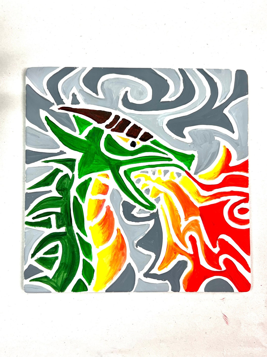 Paintable Dragon Tile DIY Etsy