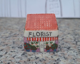 Florist, kleine Keramik, Dorf Blumenladen, Fairy Dorfhaus, Keramik Dorfladen