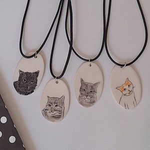 Custom Cat Portrait Charm, Personalised Hand Painted Cat Pendant Necklace, Cat Mama Jewelry