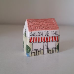 Salon de Tee House, Small Pottery House, Tea House, Fairy House, Small Cafe, Small Clay House, Miniature House, Shelf Village