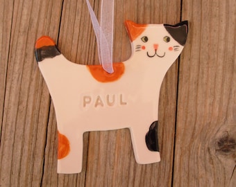 Personalized Cat Ornament, Custom Cat Ornament, Cat Name, Custom Cat Lady gift, Cat Memorial