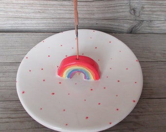 Rainbow Pottery Incense Stick Holder, Rainbow, Incense Burner