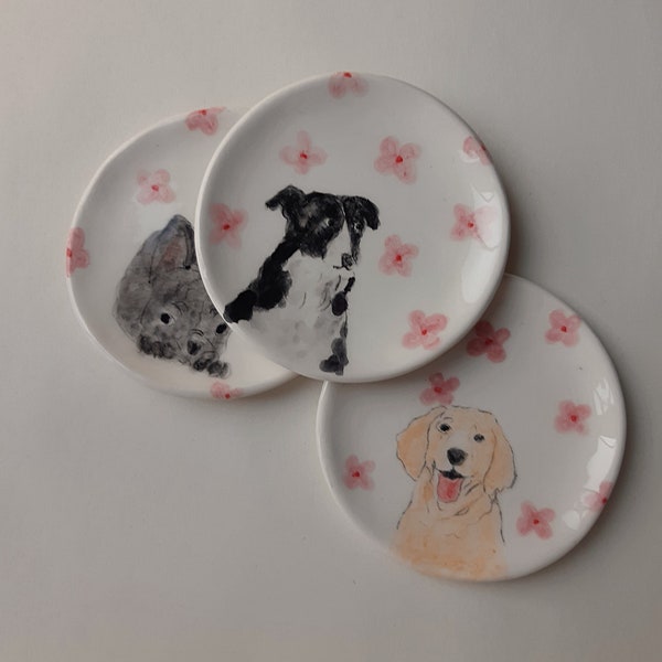 Custom Made Personalised Dog Portrait Ring Dish, Personalised Hand Painted Puppy Ring Dish, Dog Mama Gift