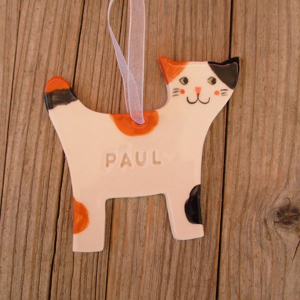 Personalized Cat Ornament, Custom Cat Ornament, Cat Name, Custom Cat Lady gift, Cat Memorial