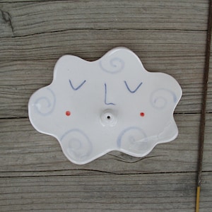 White Cloud Pottery Incense Stick Holder, Dreamy Cloud, Cloud Incense holder, Incense burner Plate