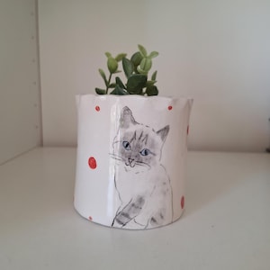 Jardinière en céramique faite main en céramique pour chat siamois : cache-pot en poterie colorée