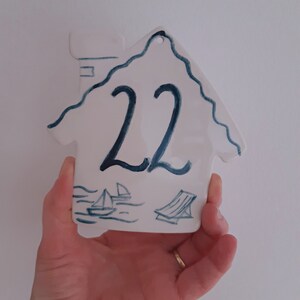 Custom Made Blue Pottery House Number,