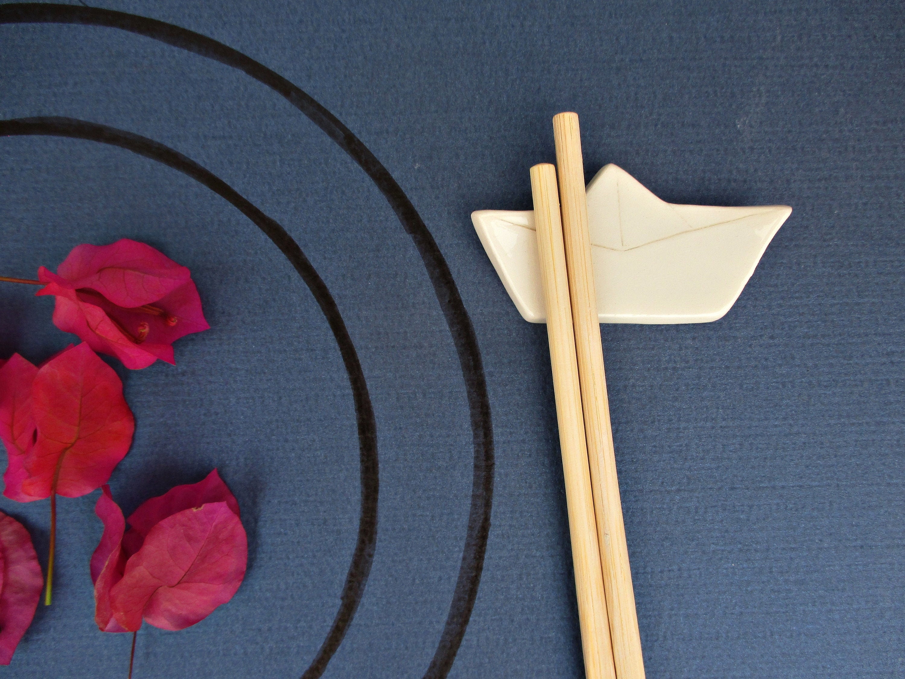 2 White Origami Boats Chopsticks Holders Origami Boat Etsy