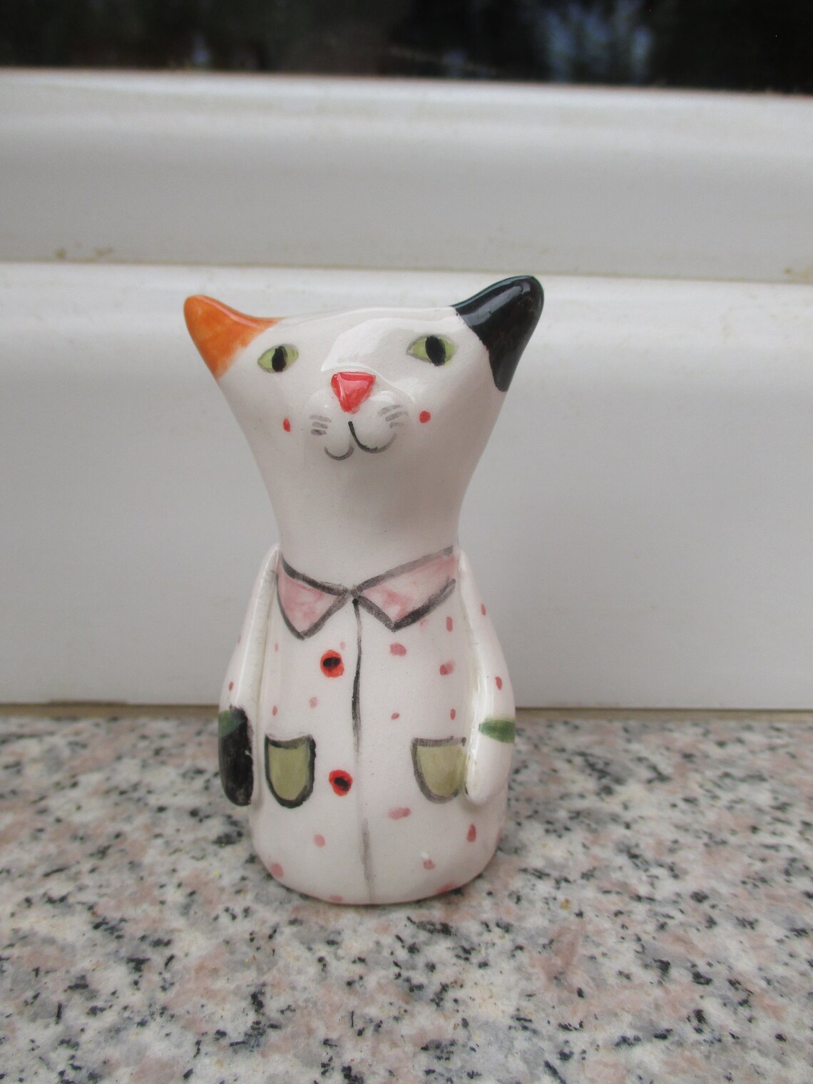 Small Pottery Calico Cat Figurine Calico Cat Cat Sculpture Etsy