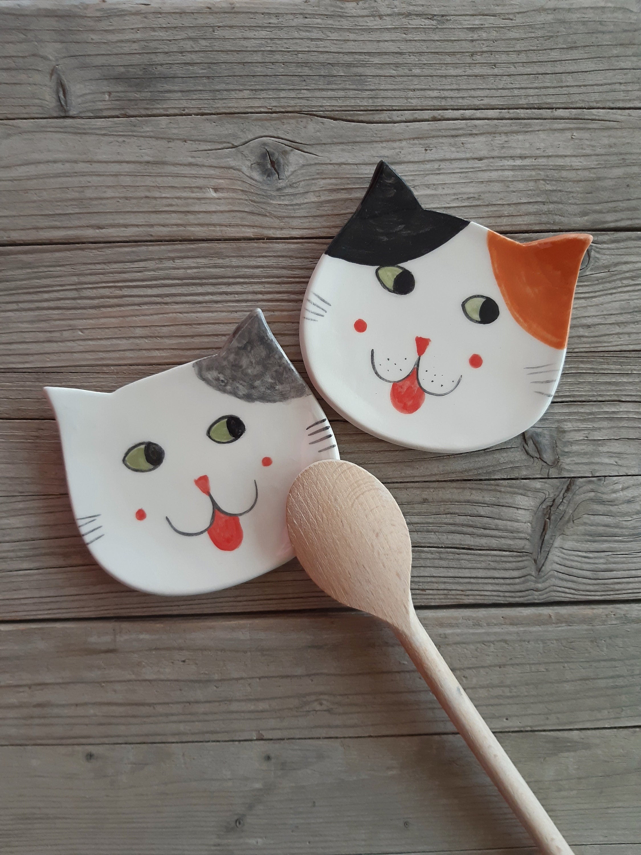 Personalised Cat Spoon Holder Personalised Pottery Cat Spoon Rest Cat Spoon Holder Cat Lady Home Etsy