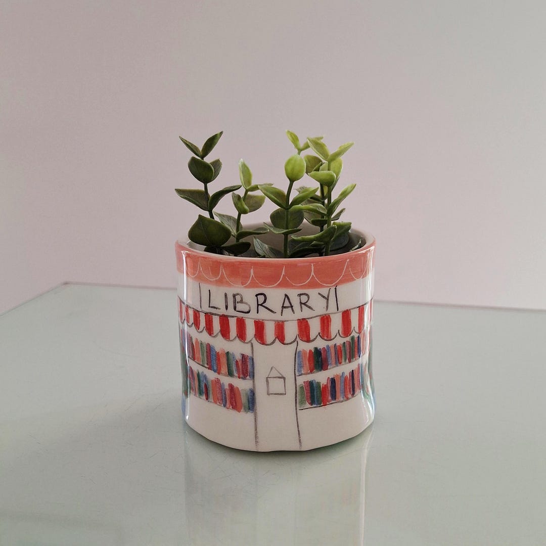 Ceramic Library Handmade Ceramic Library Plant Pot: Asymmetric Book Lover Gift - Etsy
