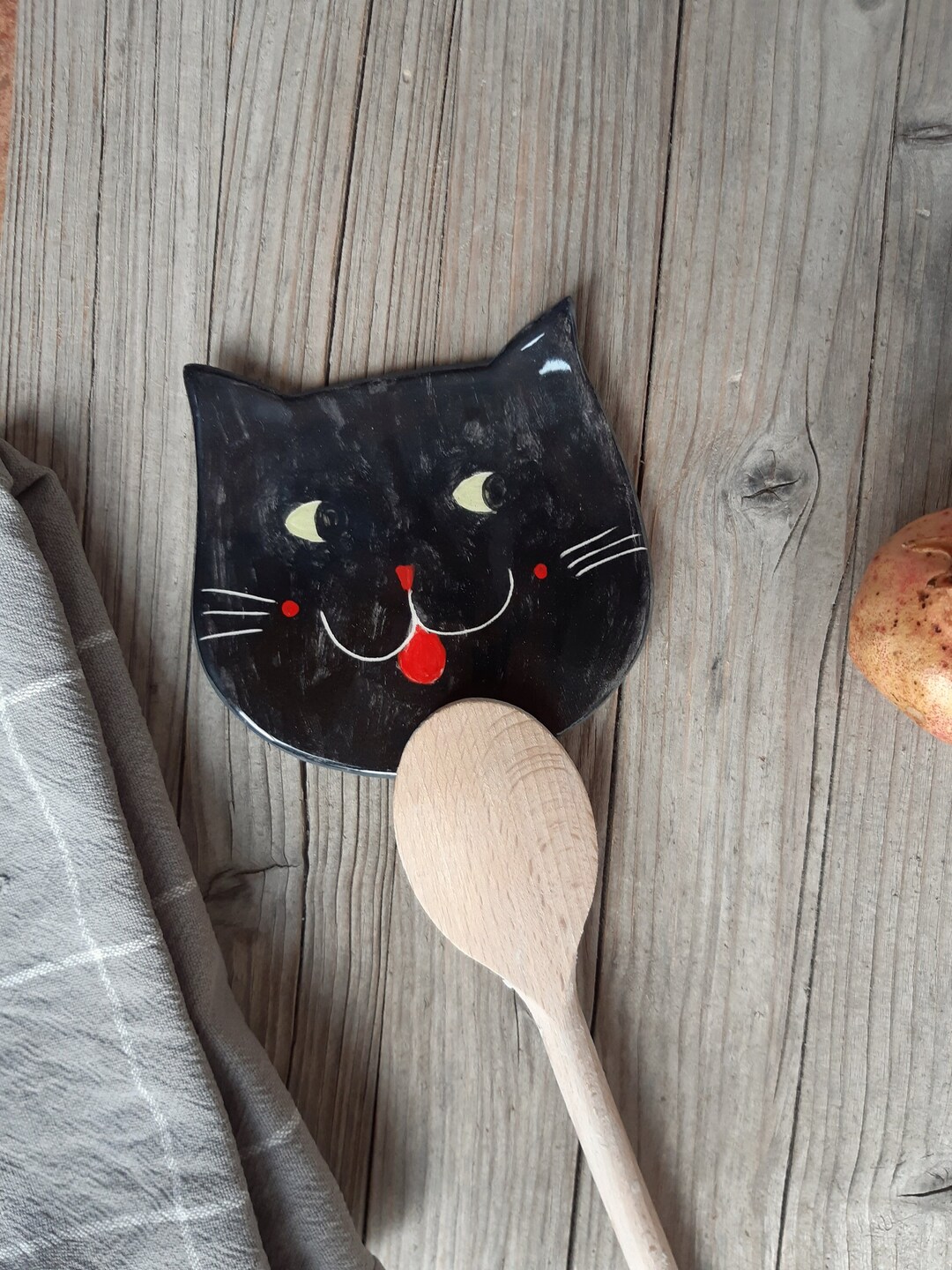 Ceramic Black Cat Spoon Rest Black Cat Spoon Holder Handmade Etsy