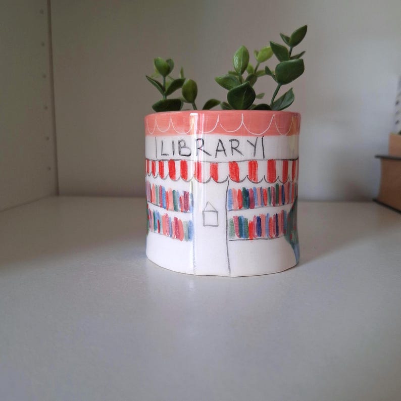 Ceramic Library Handmade Ceramic Library Plant Pot: Asymmetric Book Lover Gift - Etsy