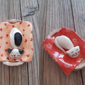 Custom Handmade Pottery Cat Portrait, Personalized Pottery Cat Figurine, Cat Memorial