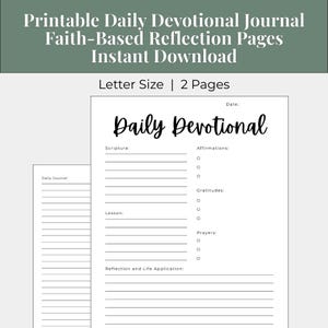 Printable Daily Devotional Journal Faith-Based Reflection Pages Prayer Gratitude Affirmation Journal Instant Download