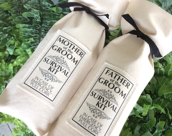 Father of the Groom, Mother of Groom, Wedding Wine Bag, Survival Kit, Wedding Gift for Dad, Wedding Gift for Mother, Funny Wedding, Parents