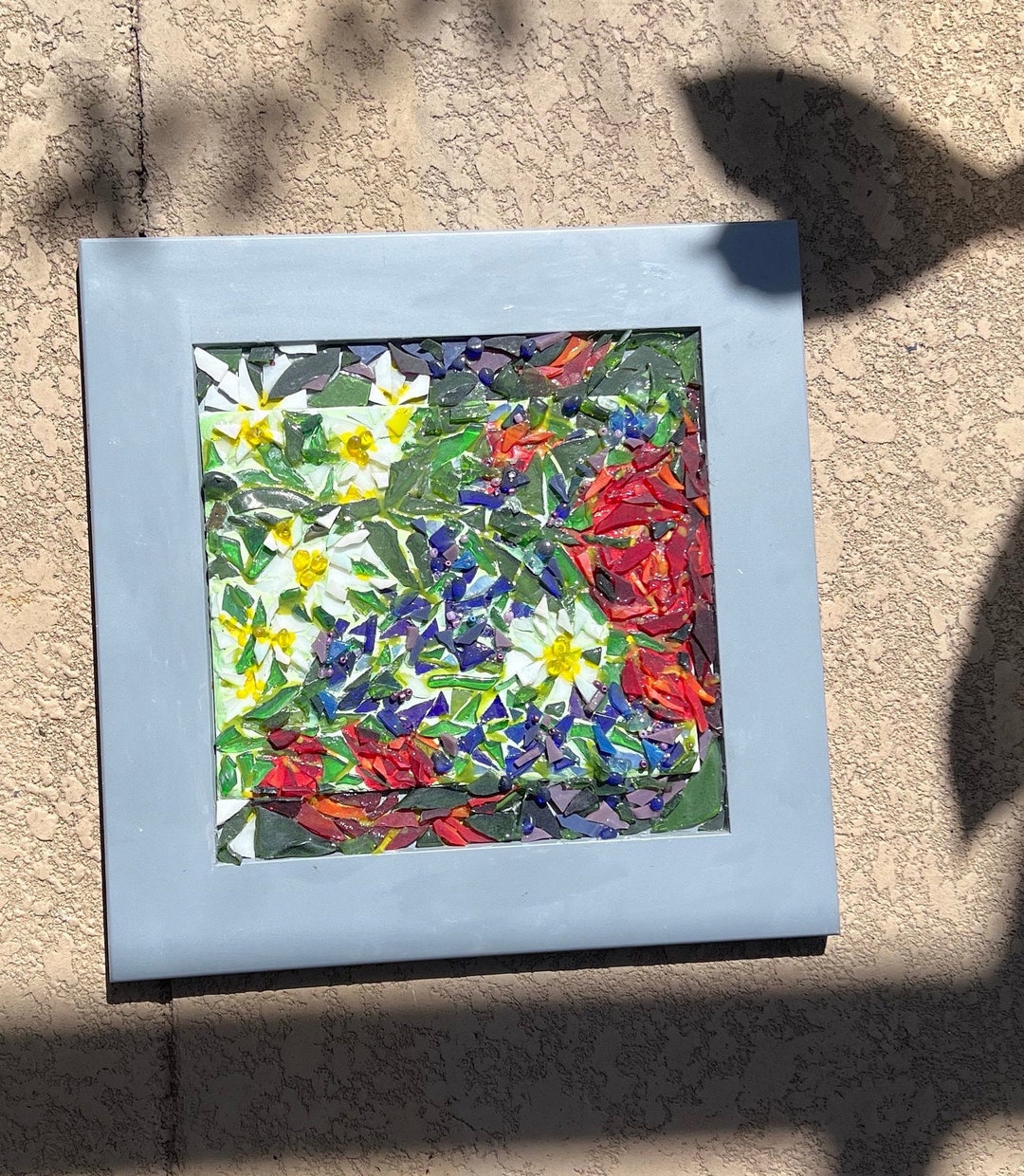 Stained Glass Wall Panel Flowers Stained Glass Panel Floral Etsy