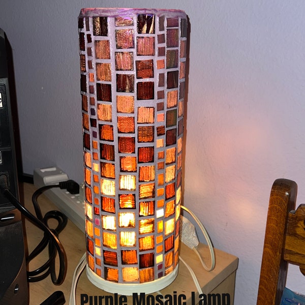 Accent Light:   mosaic lamp, stain glass, stained glass mosaic, mosaic, plug in light, accent lamp, birthday gift, Mothers Day gift