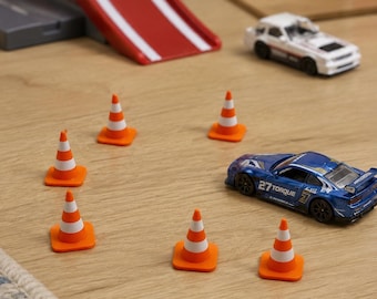 Mini Traffic Cones for Toy Cars, Construction Play Scenes | Set of 6, 12, 18 or 24 | Miniature Road Cones for Hot Wheels & Matchbox