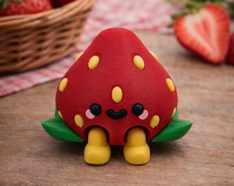 3D Printed Articulated Strawberry Figure | Kawaii Desk Toy