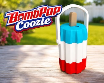 Bomb Pop Can Cooler | Patriotic Popsicle Drink Holder with Lid & Straw