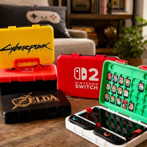 PS2 Inspired Nintendo Switch Game Case | Holds 24 Games | Travel Case for Switch OLED & Classic